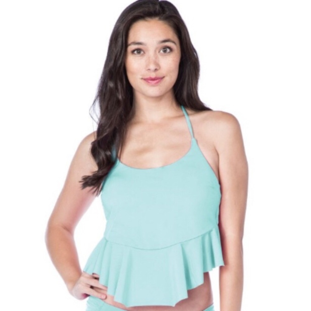  Trina Turk Flutter Halter Tankini Swimsuit Top
